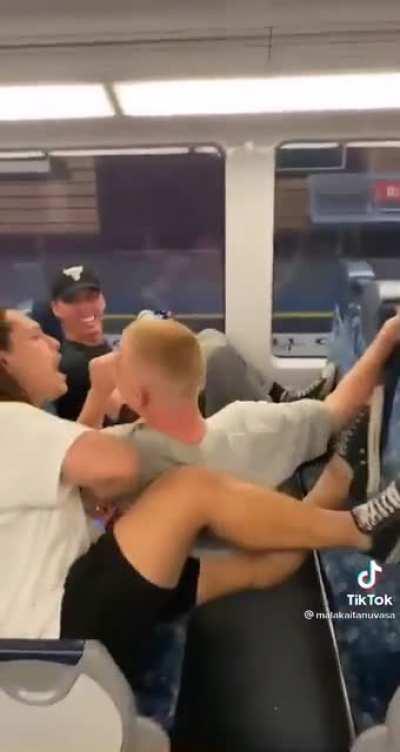 Watch the knee of the guy on the left