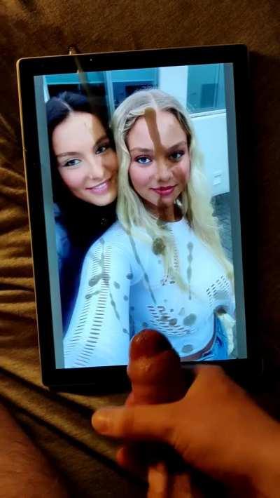 Blasting a couple cuties with cum