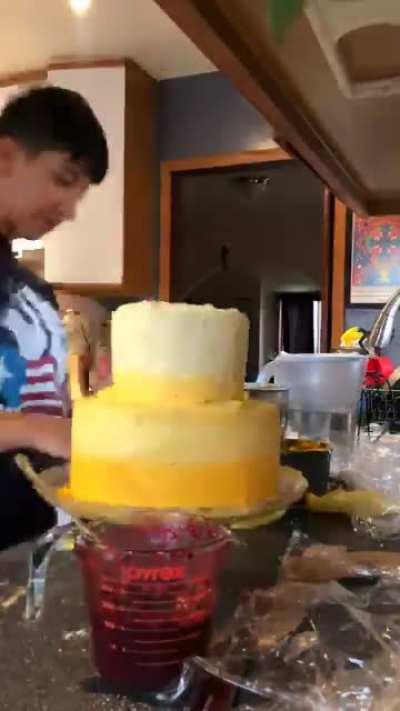 My partner made this beautiful cake today and this happened…