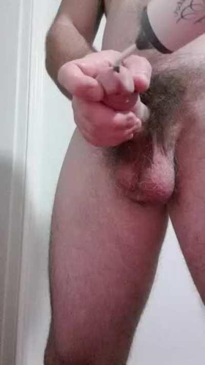 The extra hole in my cock means extra fun!