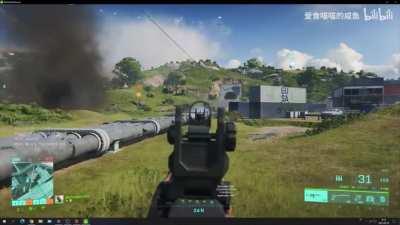 Flares bounce off the ground as low-flying helicopter launches countermeasures