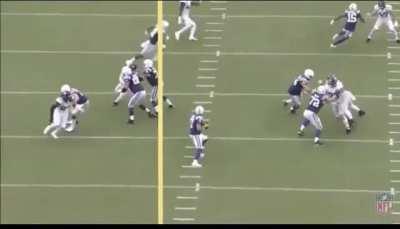 Quentin Nelson playing Left Guard and Left Tackle in the same play