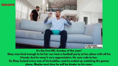 Shay lets her son hosts a party on the first Sunday of NFL football