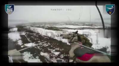 Russian cavalry attacked by Ukrainian Vartovi UAV Battalion of the 36th Marine Brigade. The drone operator made sure that he did not hit the horses. Kostiantinivka direction. 07.01.2026