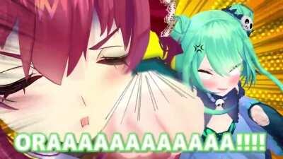 Rushia Punches the H O R N I out of Marine