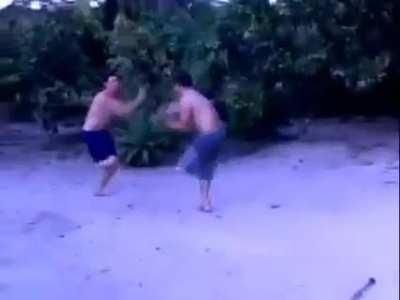 Intense amputee fight with Linkin Park on the background