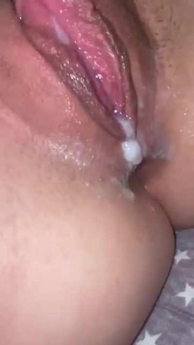 Watch my embarrassed face after he cums in my tight pussy 😈💦👅