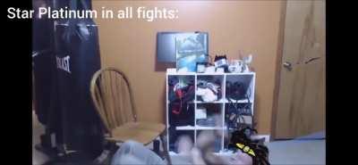 He kinda punching air or maybe its an another stand