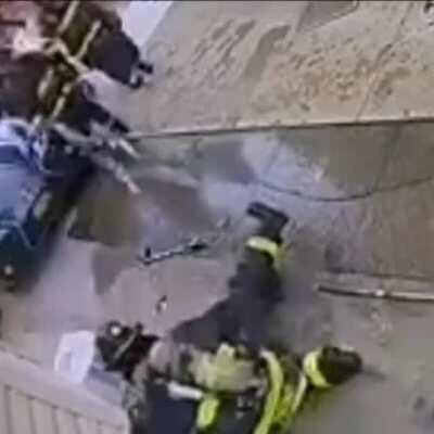 Helmet Saves Firefighter After AC Unit Falls On Head.