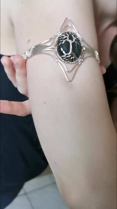 I made a tree armband with just wire and a gemstone.