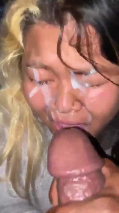 Asian tricked by  precum 