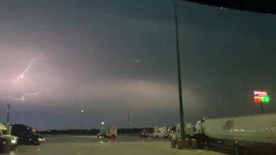 Slow motion lightning at the Pilot in Woodhull, Illinois