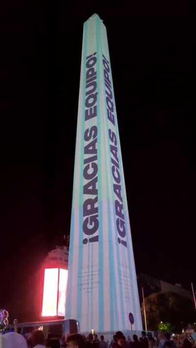 El Obelisco in Buenos Aires the night before the World Cup final