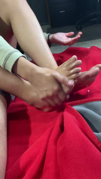 wifey using her toes to milk me dry