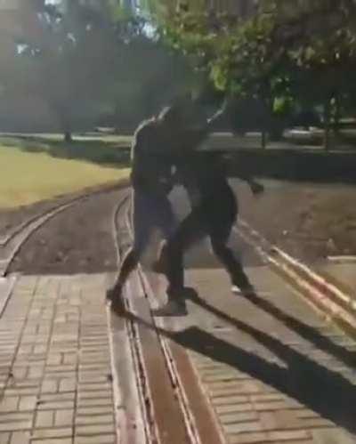 Fight on the tracks with a dirty ending