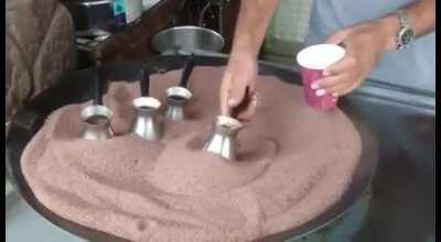 Making Turkish coffee