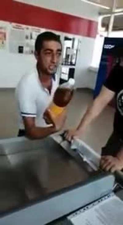 Screaming man gets what he deserves