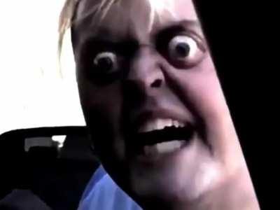 insane Karen is so angry her eyes literally popped out of her head