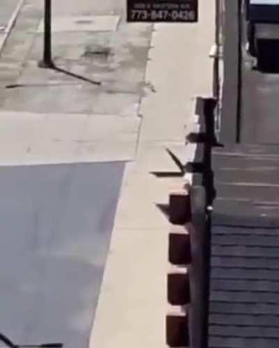 Guy throwing rocks at cars gets run over.