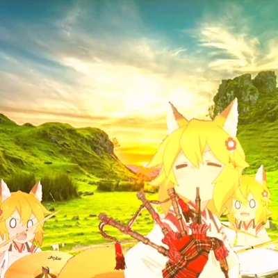 Scottish senko playing the bagpipe, because why not !