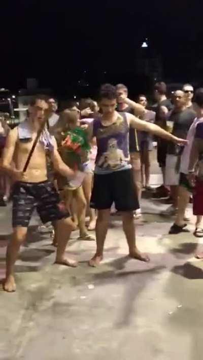 Cocky man tries dropkick, gets knocked out instead