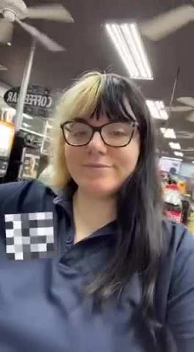 Flashing my titties in a gas station. I kid you not the clerk said she’s so hot when I walked out