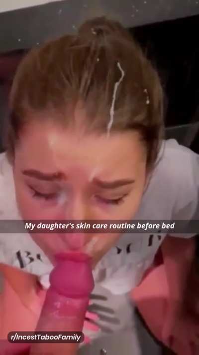 My daughter's skin care routine before bed