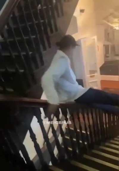 Sliding on the handrails