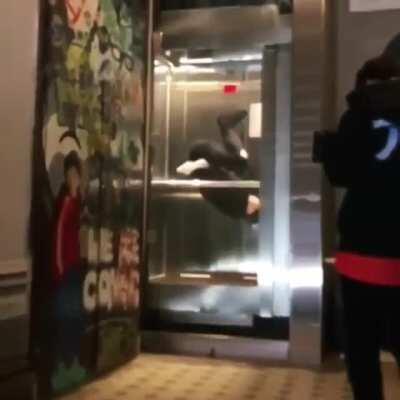 Dude does a backflip in an elevator, goes exactly how you’d expect