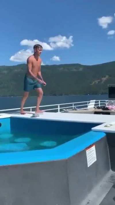 Run and jump from the side of a boat