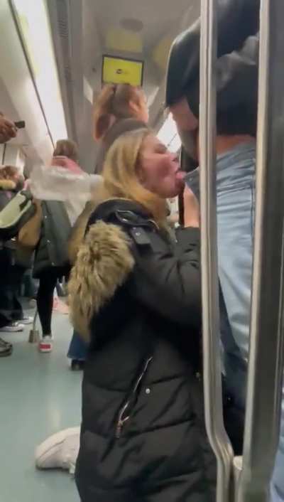 [OC]You know you’ve got good dick when she can’t resist sucking it on a packed train 😏