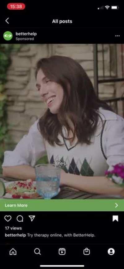 Betterhelp attempting to shame people into getting therapy (sorry for bad vid quality)