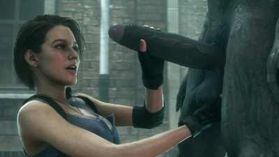 Jill weighs her stud's swollen sack to make sure he's ready for a thorough milking directly into her needy pussy [Resident Evil]