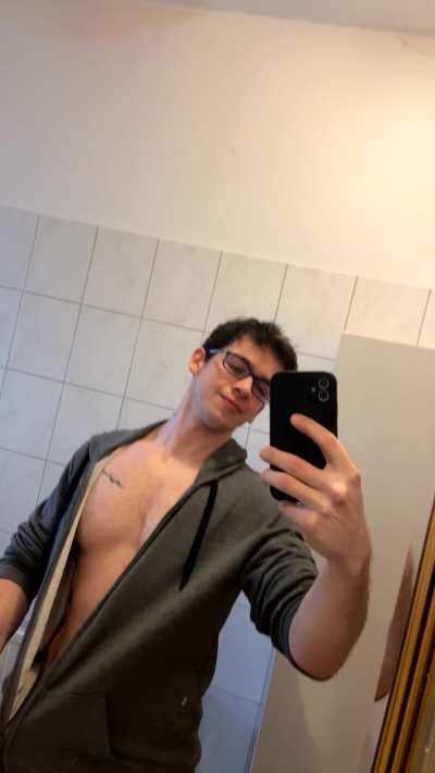 Splitting that hoodie open whipping out my cock...
