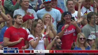 Pujols Pinch-Hits # 695 to deep left field in his final AB against the Cubs