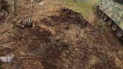 Ukrainian troops using Bradley vehicle during troop’s rotation and evacuation of wounded.