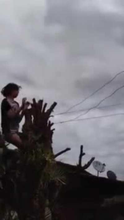 broom + power line = zap