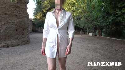 Throwback Thursday: My husband dared me to go out in public with only one button attached and nothing under