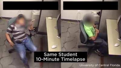 guy spinning in chair vs guy paying attention (adhd study)