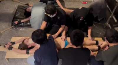 2 asians girls gang tickled together 