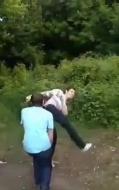 kicking a bottle off your friend's head