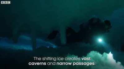 One way in, one way out, diving under the Antarctic icesheet