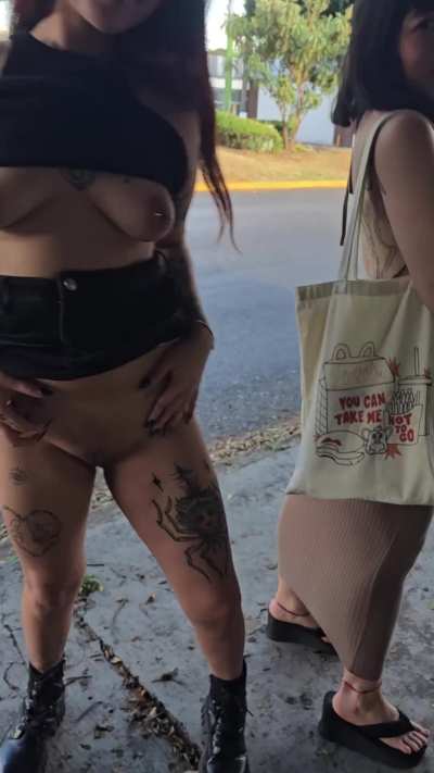 It's always more fun to flash with sneaky friends