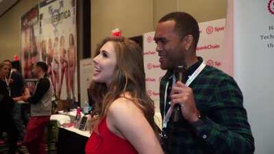 Lucky Guy Get To Interview Lena Paul In Public