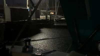 Nothing like standing under the dodger while a squall line passes by...