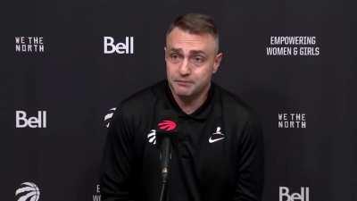[Highlight] Raptors coach Darko Rajaković: “It’s not like we have Steph Curry on the bench and I’m keeping him from coming on the court”
