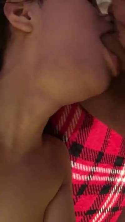 Amateur gets her throat used like a pussy