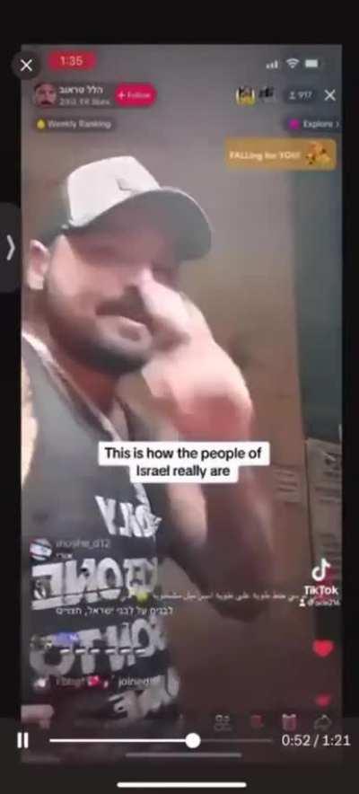 Israeli soldier tells how he inhumanly raped Palestinian women and mocks them in a racist manner on a tiktok live