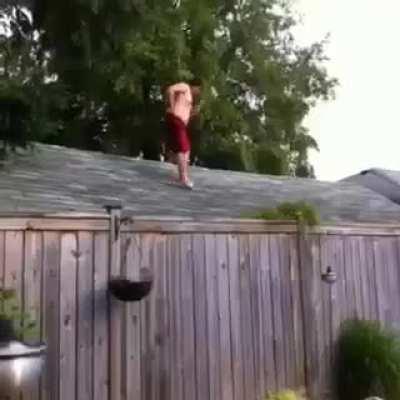 Man Trying to Jump in Pool............