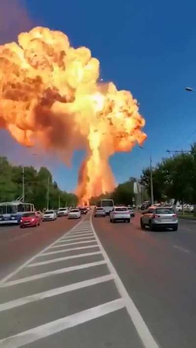 Insane explosion at a petrol station in Volgograd City, Russia in 2020